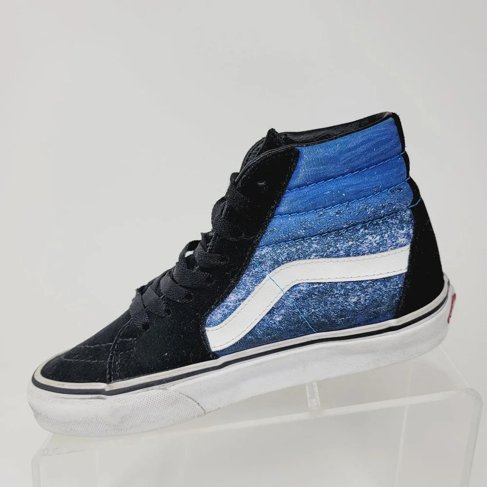 VANS High Top Shoes Women's Sz 5.5 M Sk8m Shark week Hi X Black Blue Sneakers